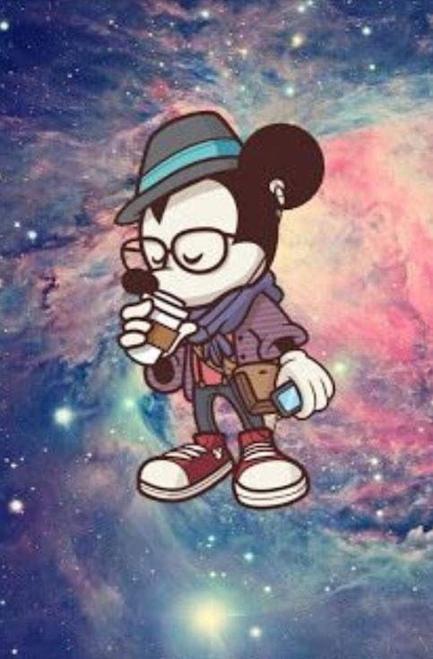 Hipster Mickey On Galaxy Wallpaper