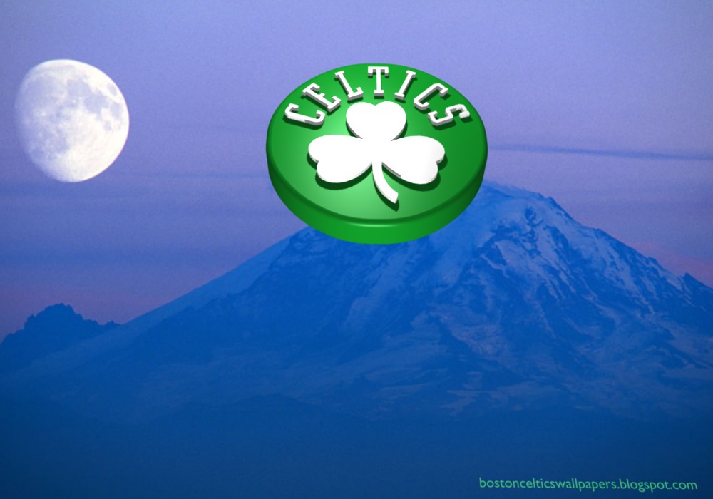 Boston Celtics Desktop Wallpaper Upward Logo In Blue Moon