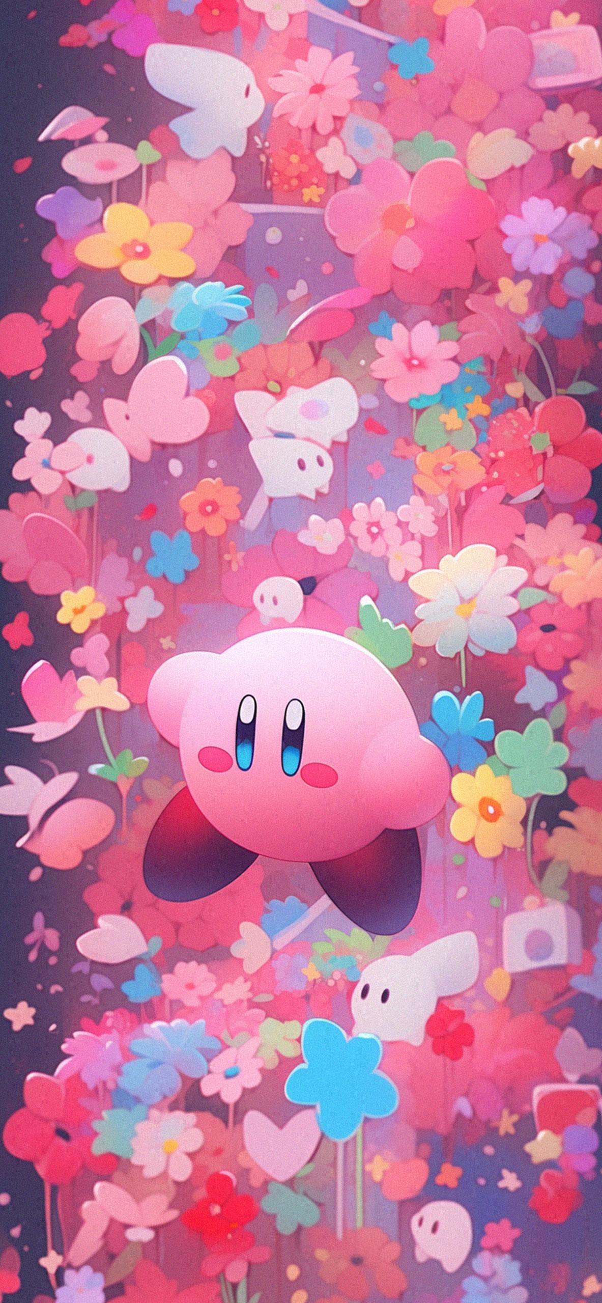 Kirby Flowers Aesthetic Wallpaper Cute
