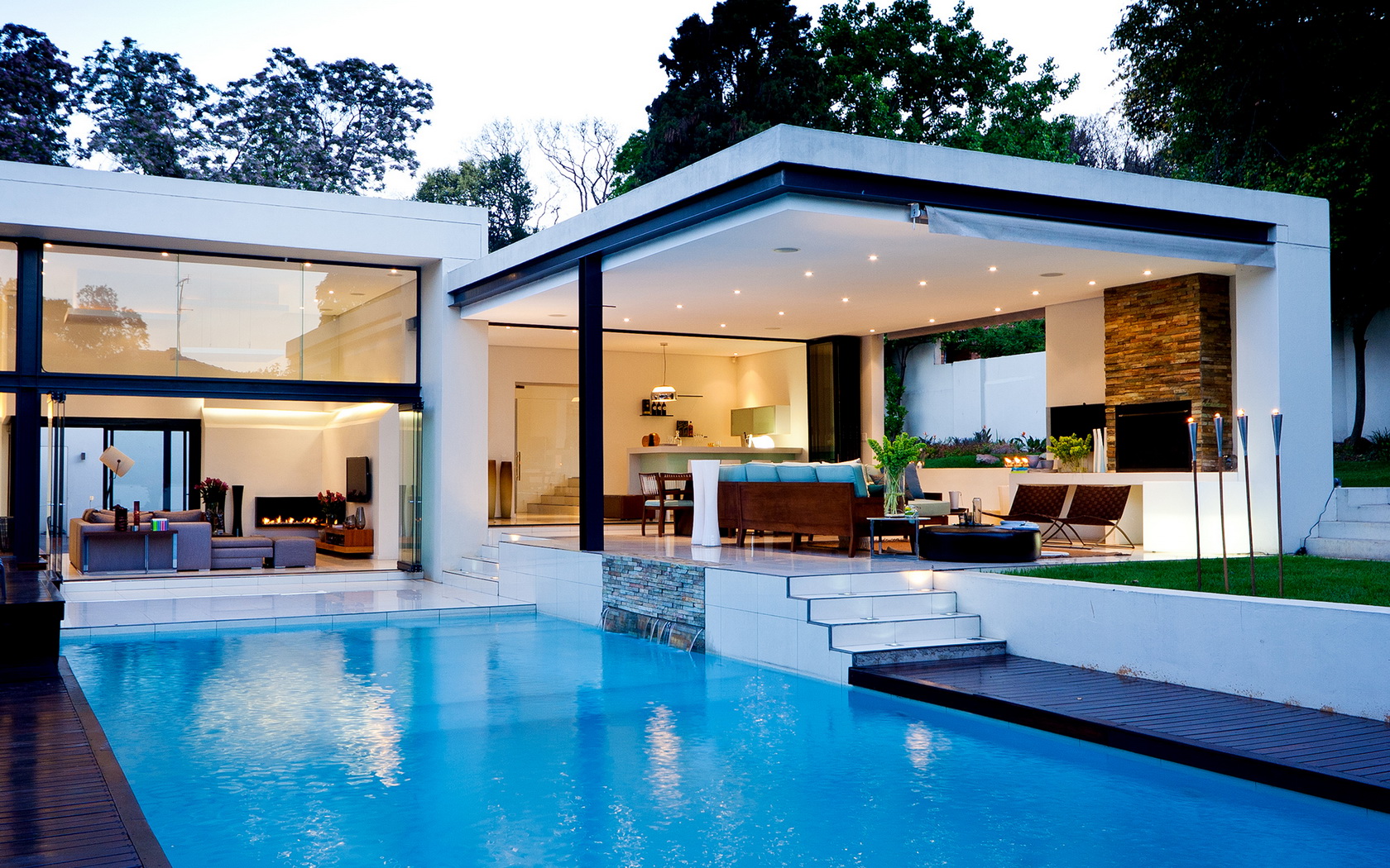 Architecture Swiming Pool House Modern Wallpaper