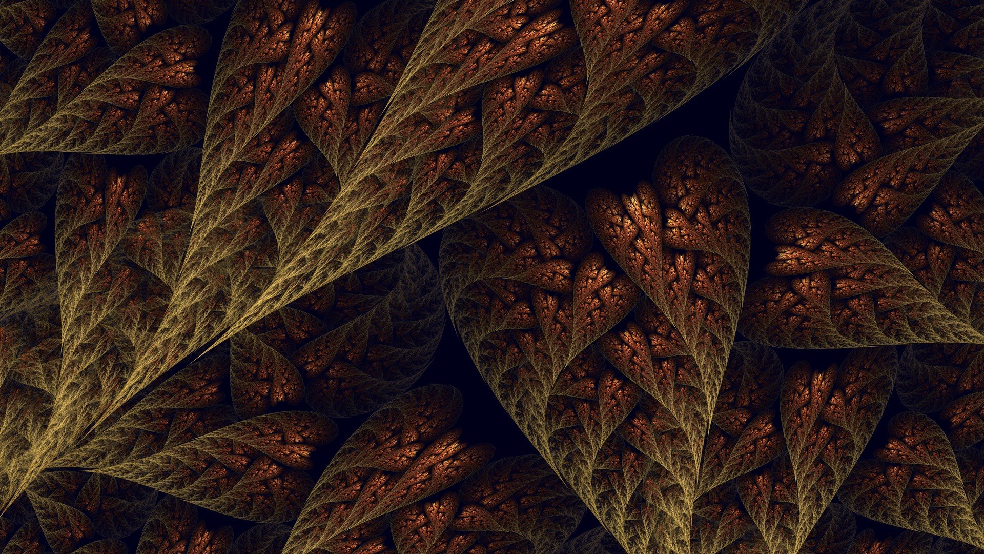 Abstract Leaves Fractals Brown Digital Art Wallpaper