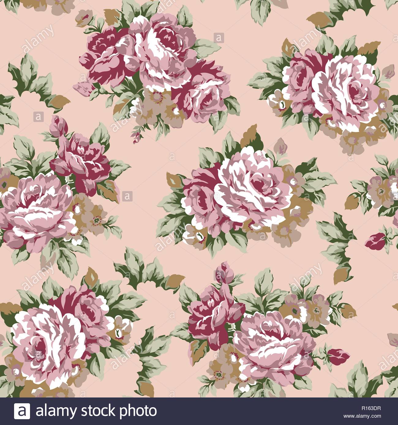 Shabby Chic Or Granny Vintage Chintz Roses Seamless Pattern