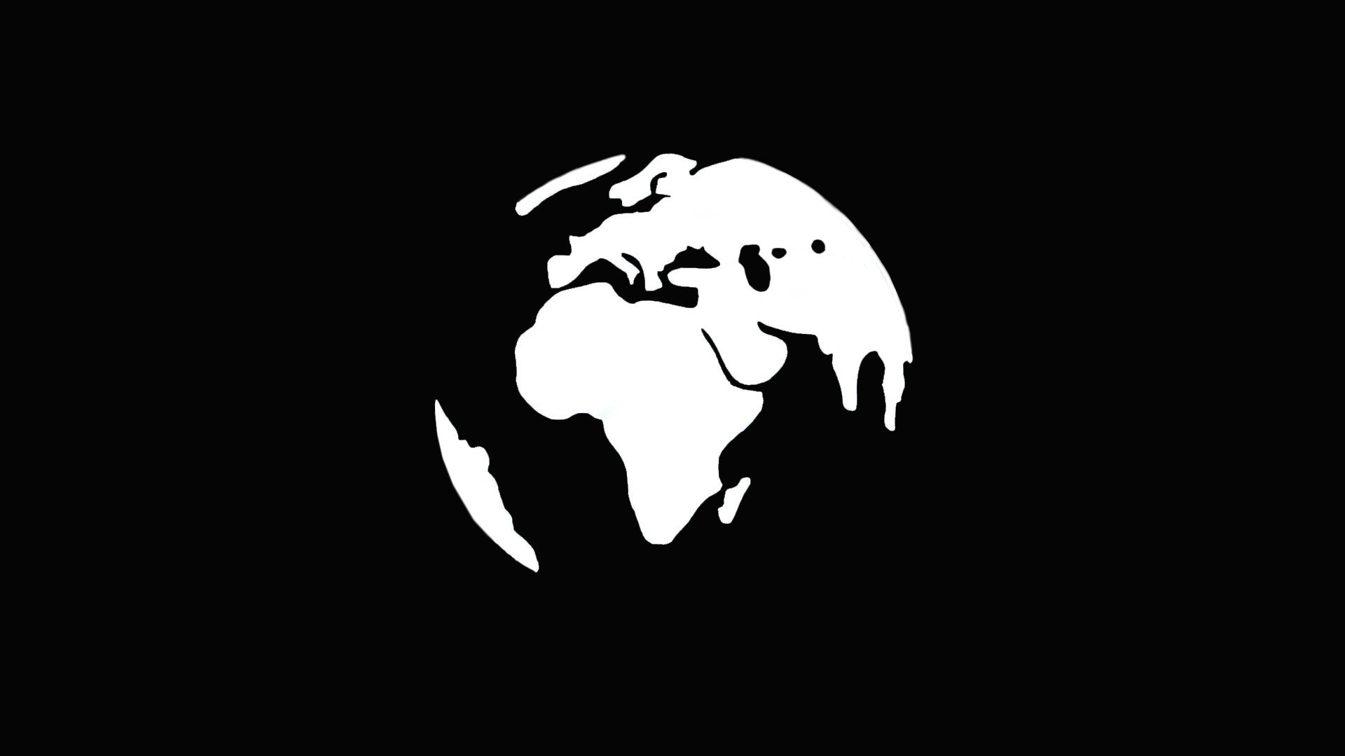 World Minimalism Simple Black White Continents Africa Europe