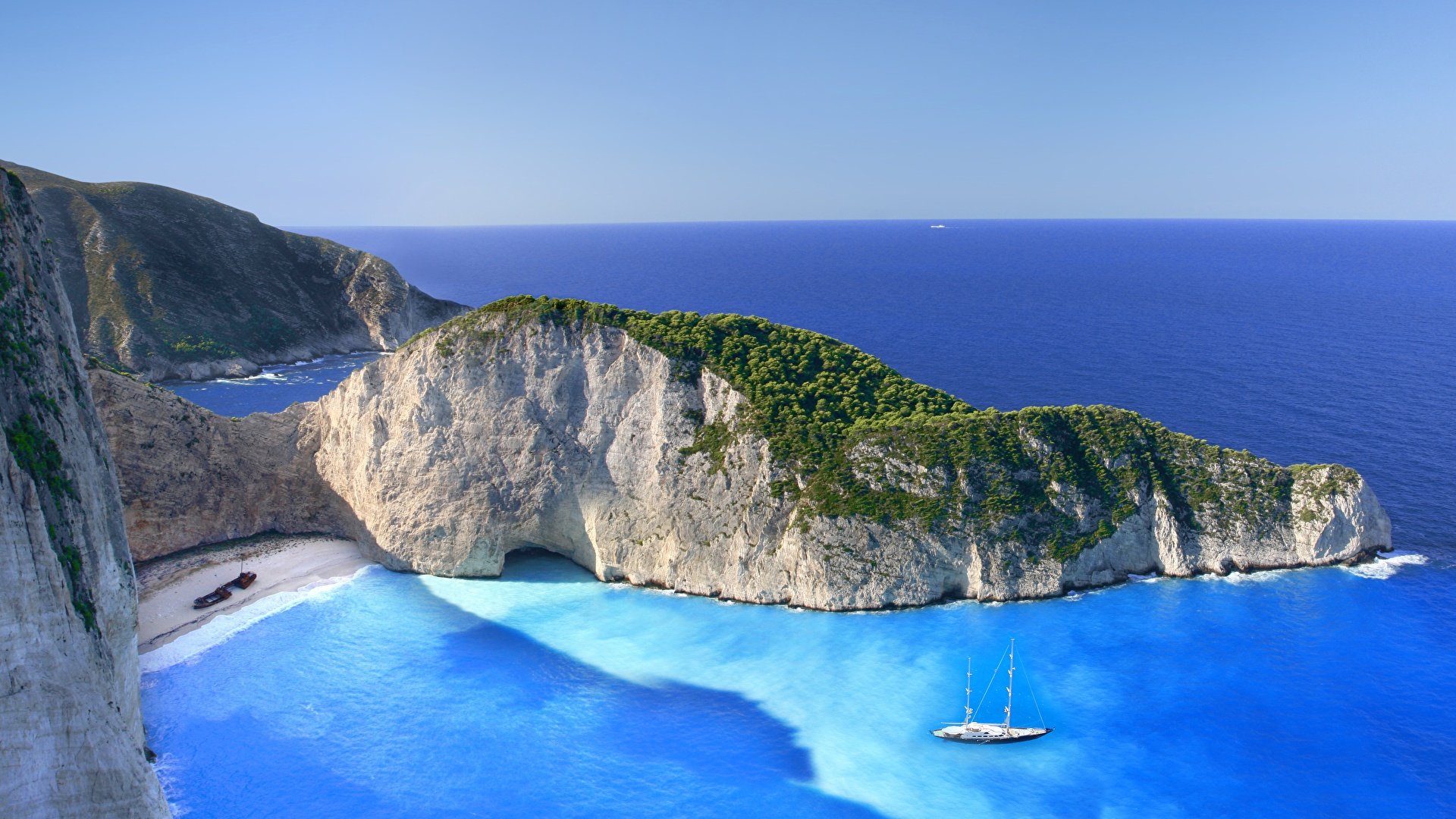 Image Greece Zakynthos Navagio Sea Crag Nature Cove