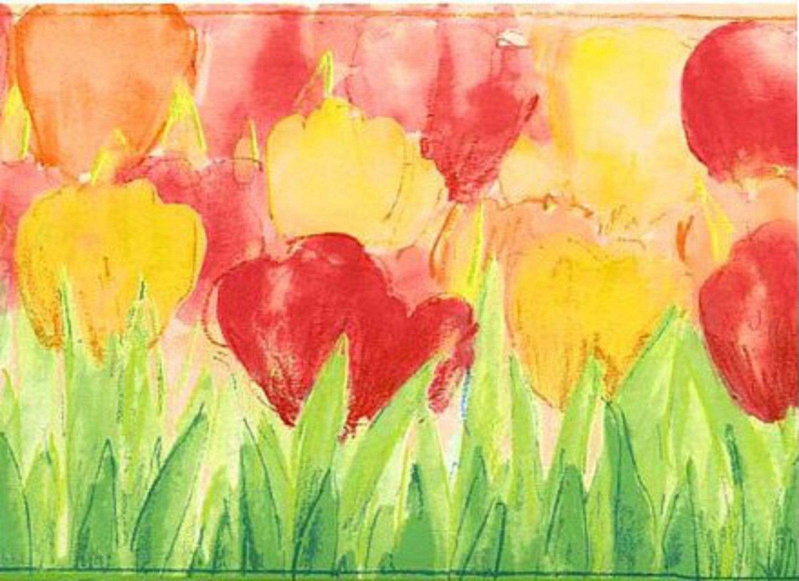 Home Trends Wall Paper Border Ct78171fm Tulips Wallpaper Borders
