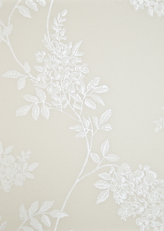 Wisteria Wallpaper Linen With White And Metallic Silver
