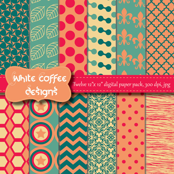 Teal And Coral Chevron Wallpaper Coral collage sheets teal