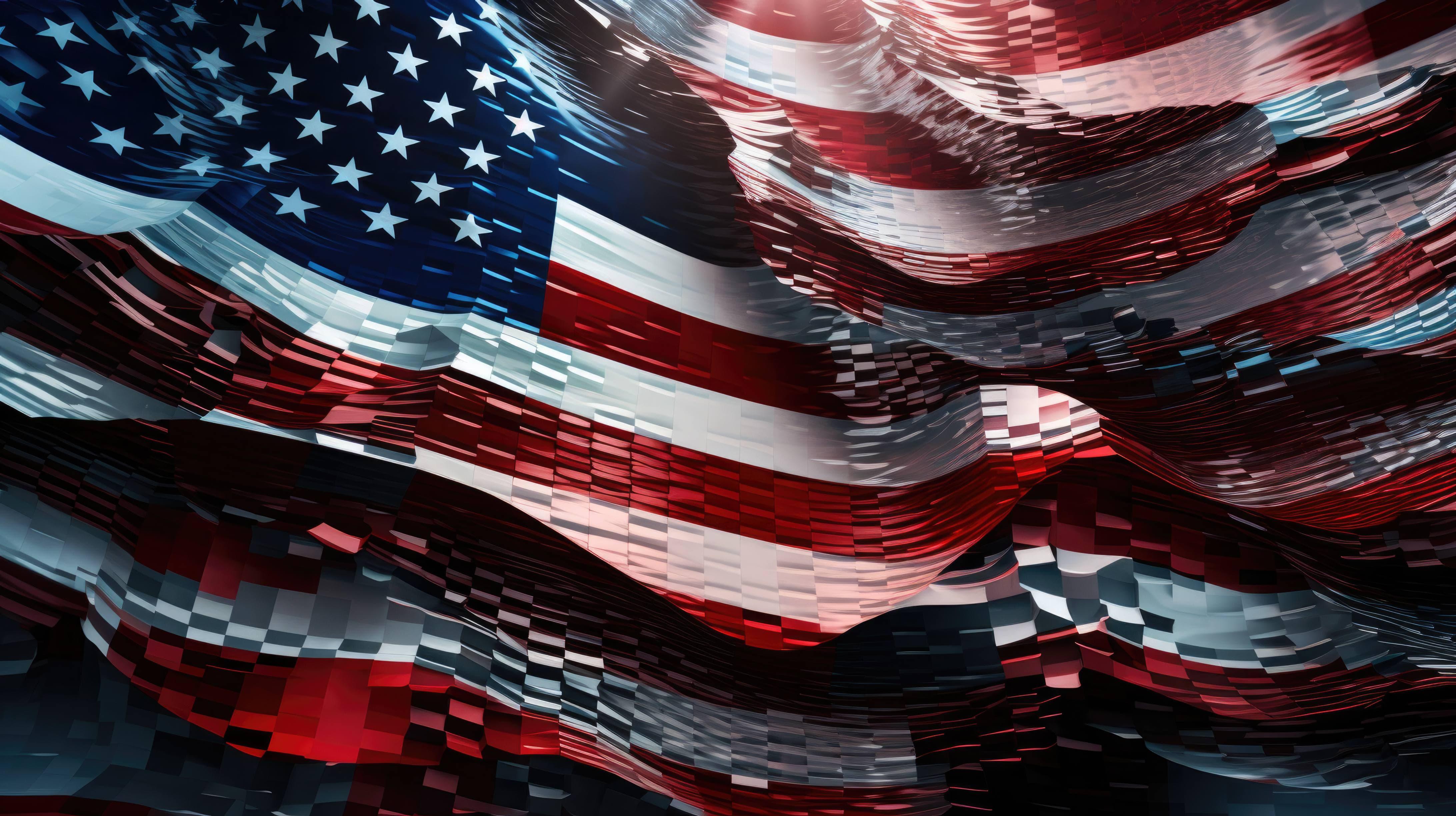 A 4k Desktop Wallpaper Of An American Flag Created From Digital Pixels