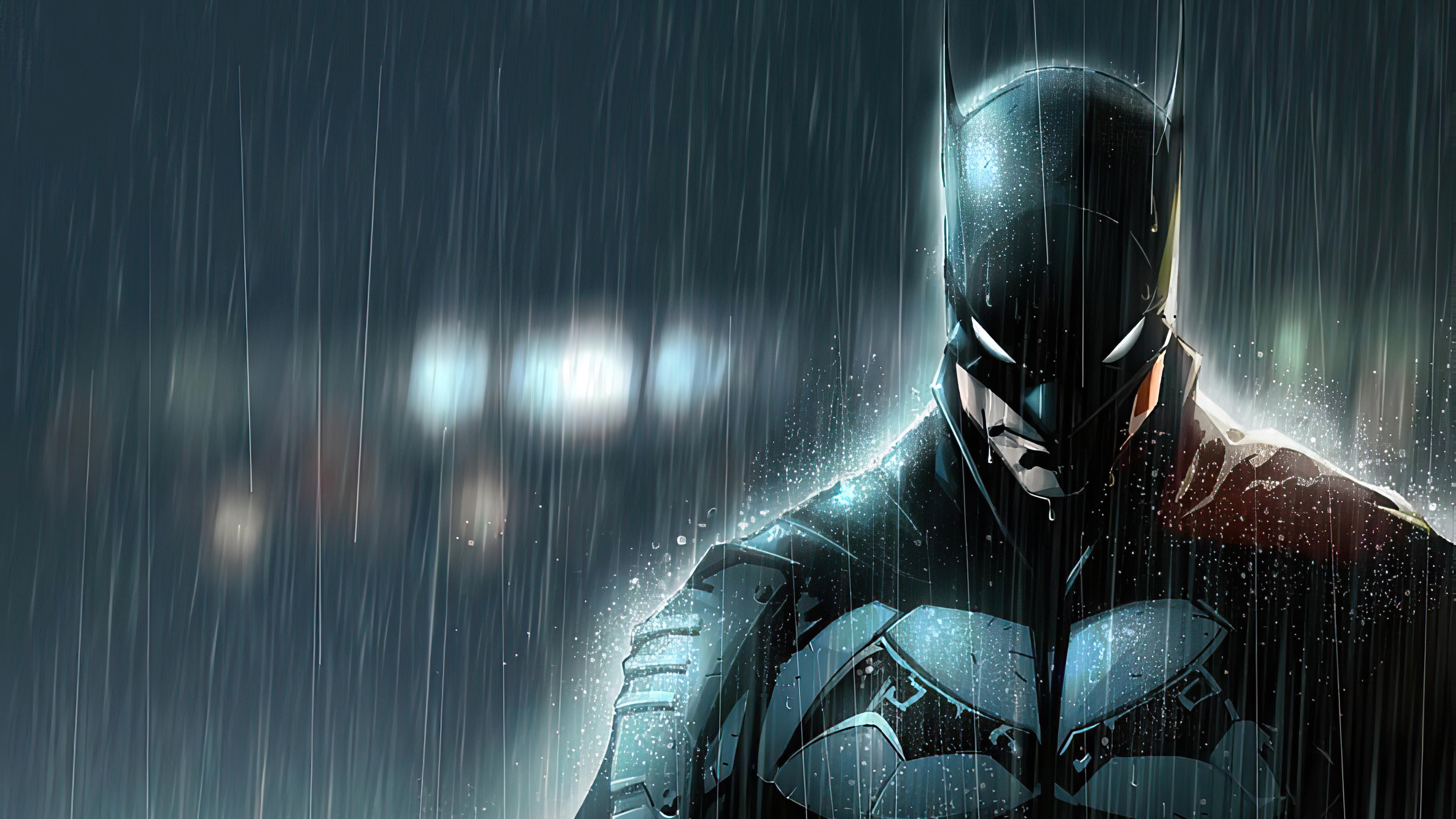Batman In Rain 4k HD Superheroes Wallpaper Image