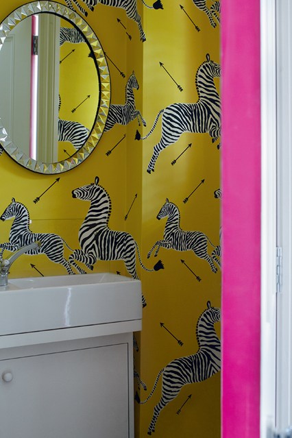 Scalamandr Zebra Wallpaper In Bathroom Where To Hang