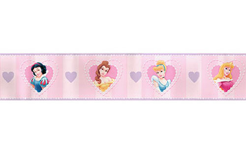 Disney Princesses Wallpaper Border Hearts Girls Pearls Wall
