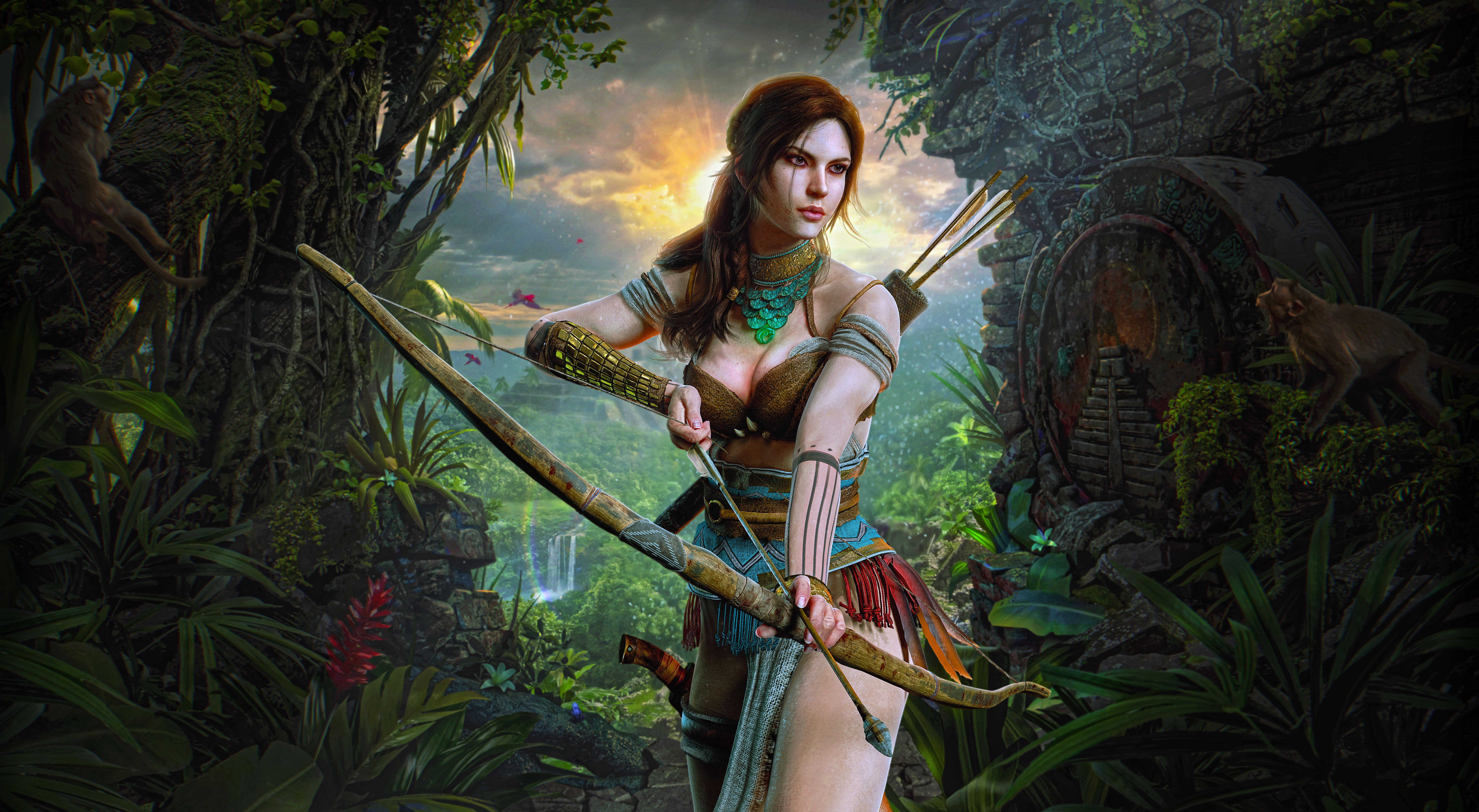 Lara Croft Hunter Girl Wallpaper 4k