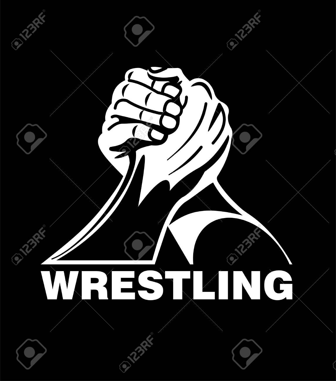 Arm Wrestling Vector Illustration On Black Background