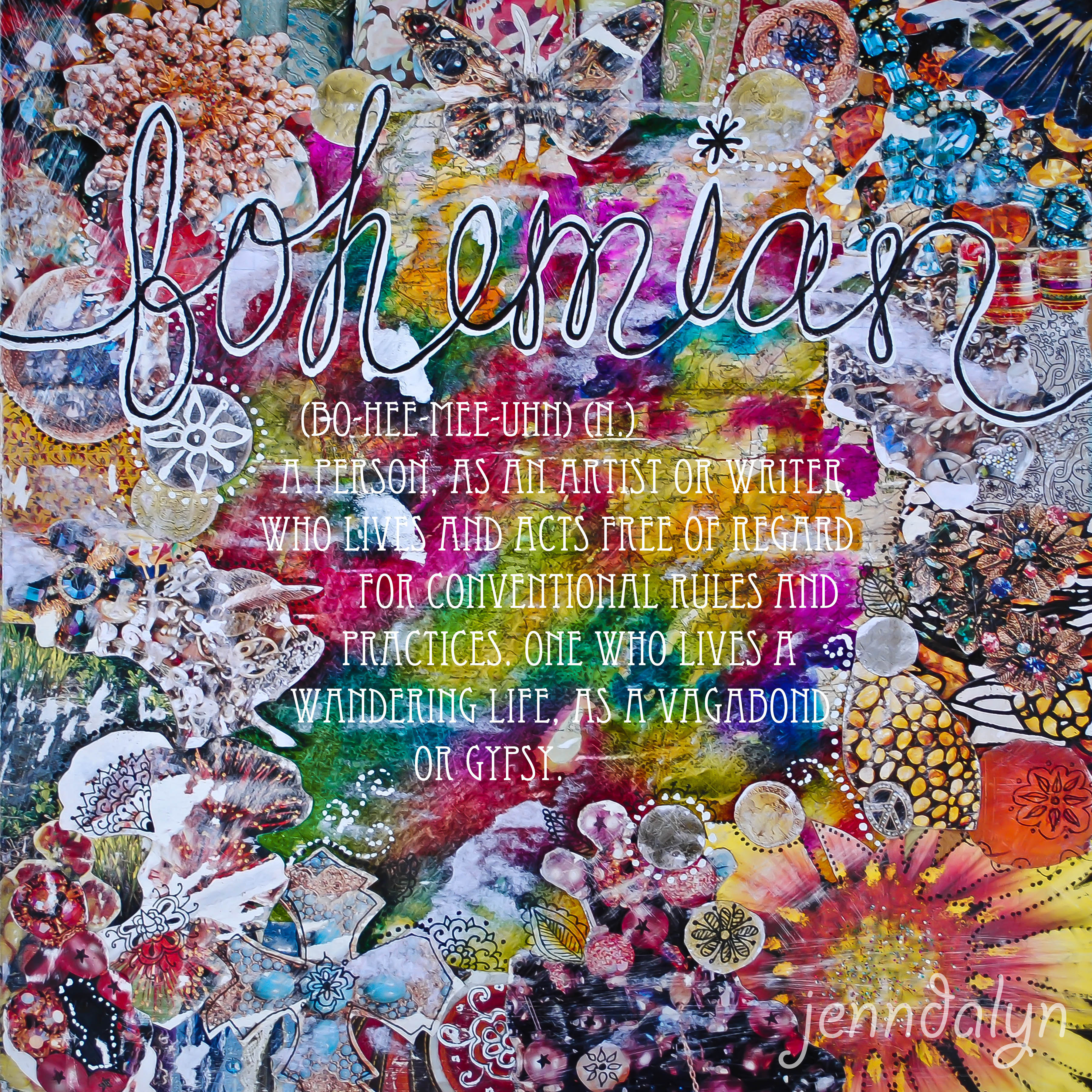 Bohemian Definition Boho Art Colorful Rainbow Poster Hippie Gypsy Jpg