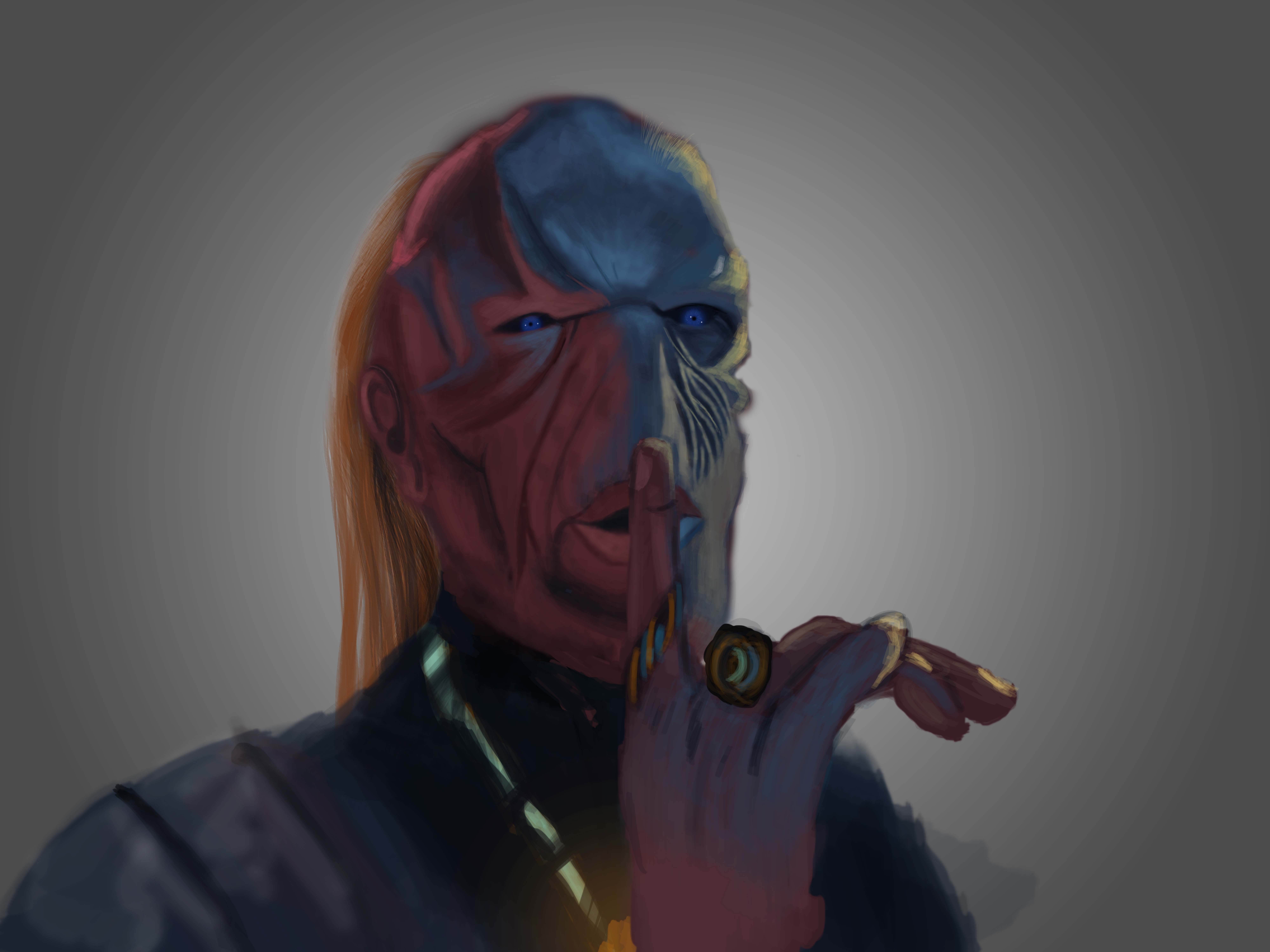 Digital Painting Of Ebony Maw Showing The Process Step By