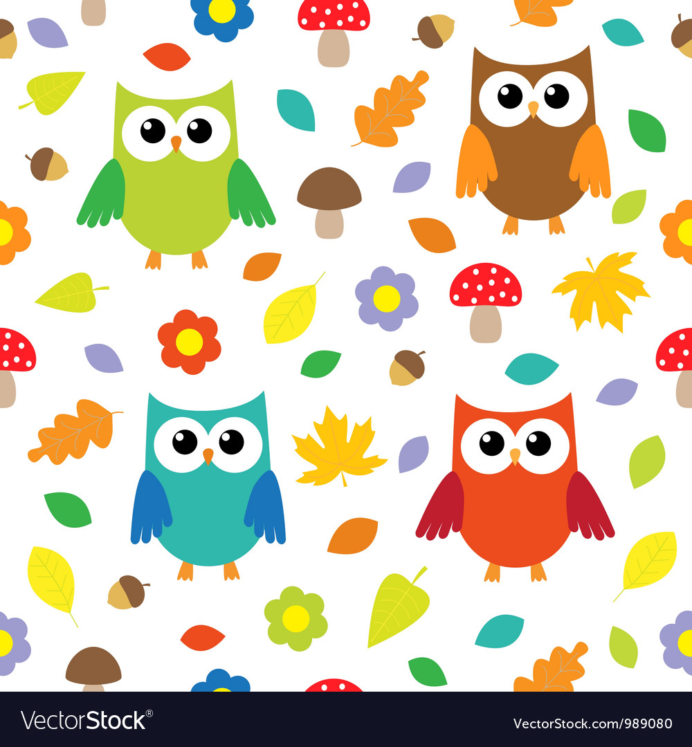 Autumn Background With Owls Royalty Vector Image