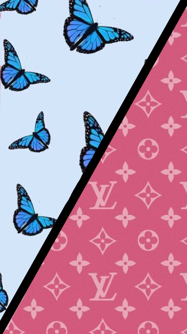 Butterfly Louis Vuitton Wallpaper iPhone Blue Pink Aesthetic