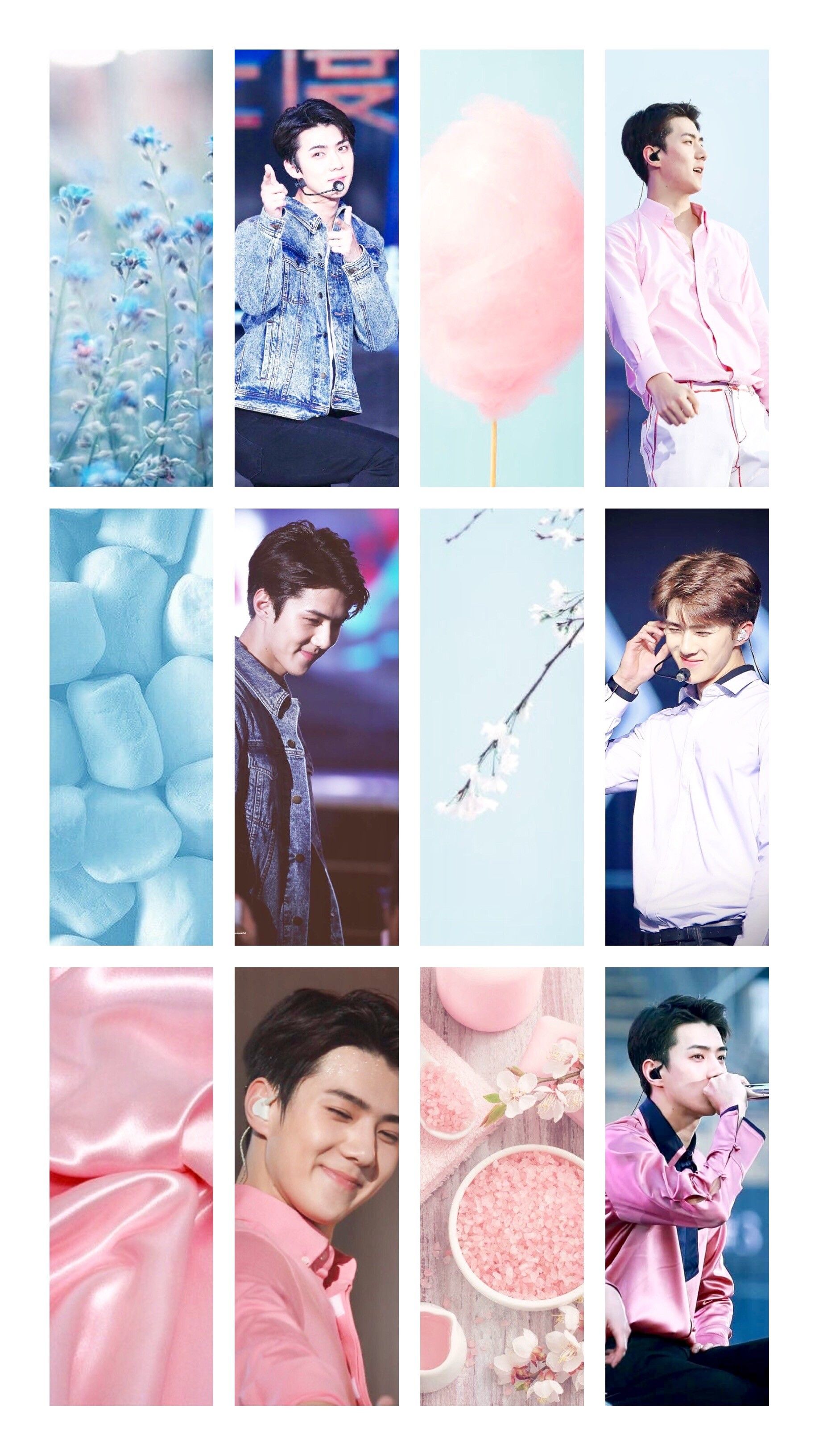 Sehun Pink And Blue Aesthetic Wallpaper With Image