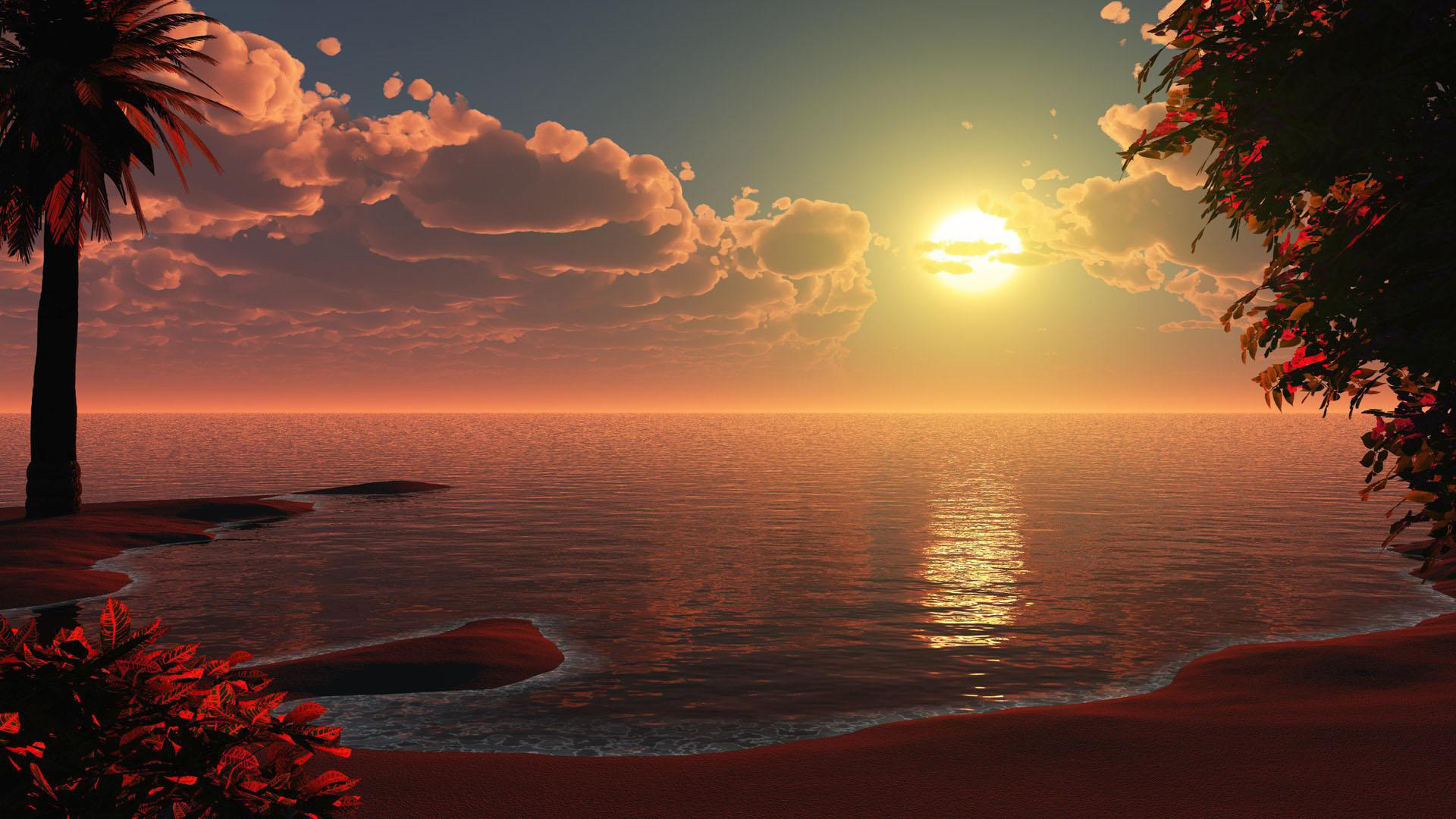 Beautiful Beach Sunset Artwork Laptop Full HD 1080p 4k Wallpaper