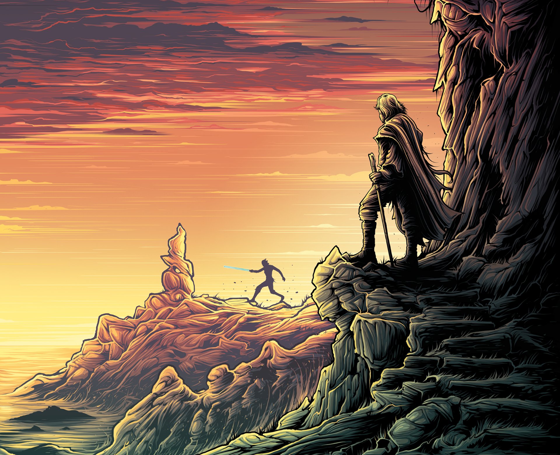 Rey Luke Skywalker Movie Star Wars Wallpaper