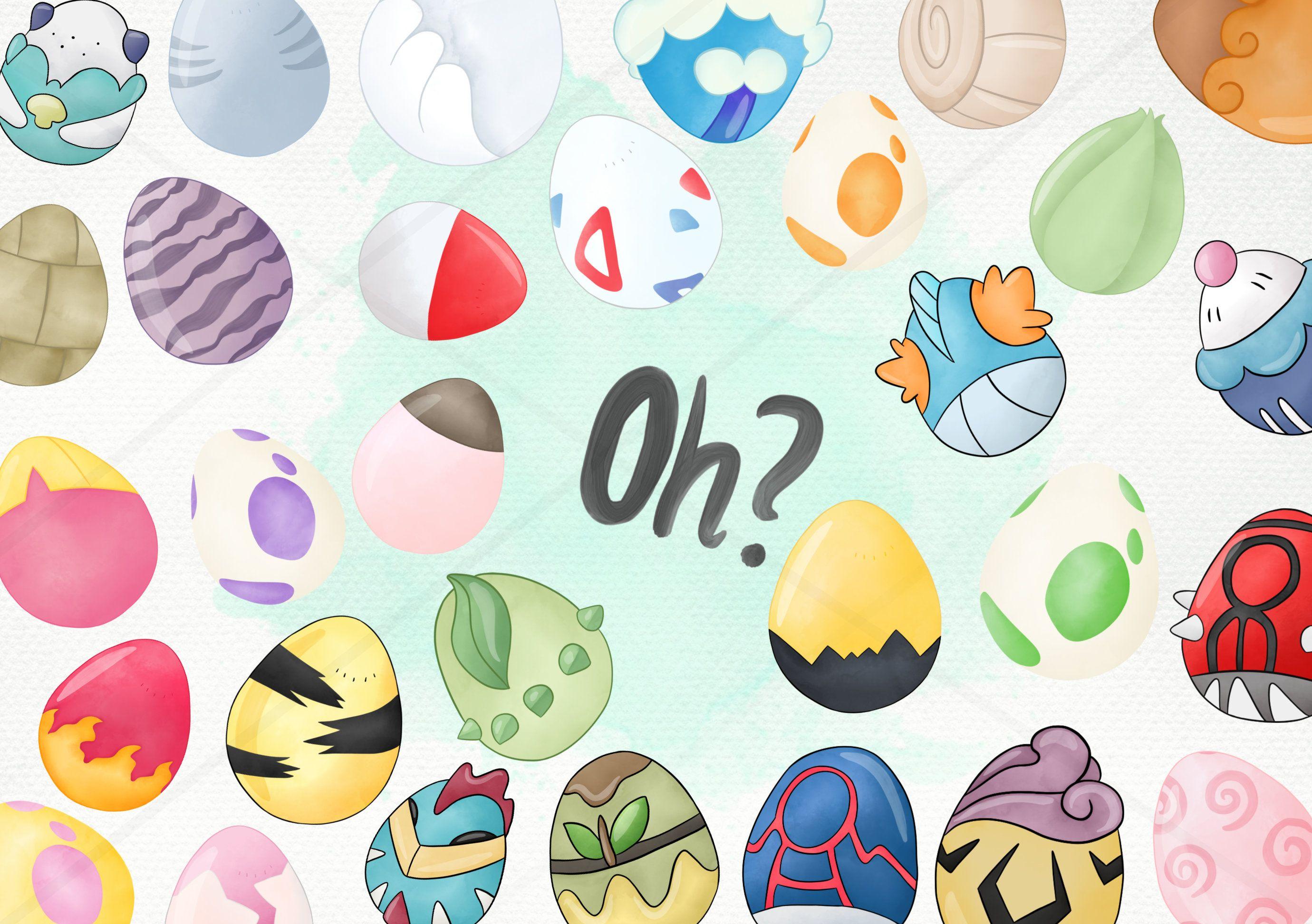 30 Clipart Easter Egg Watercolor Pokemon Go Inspired Instant