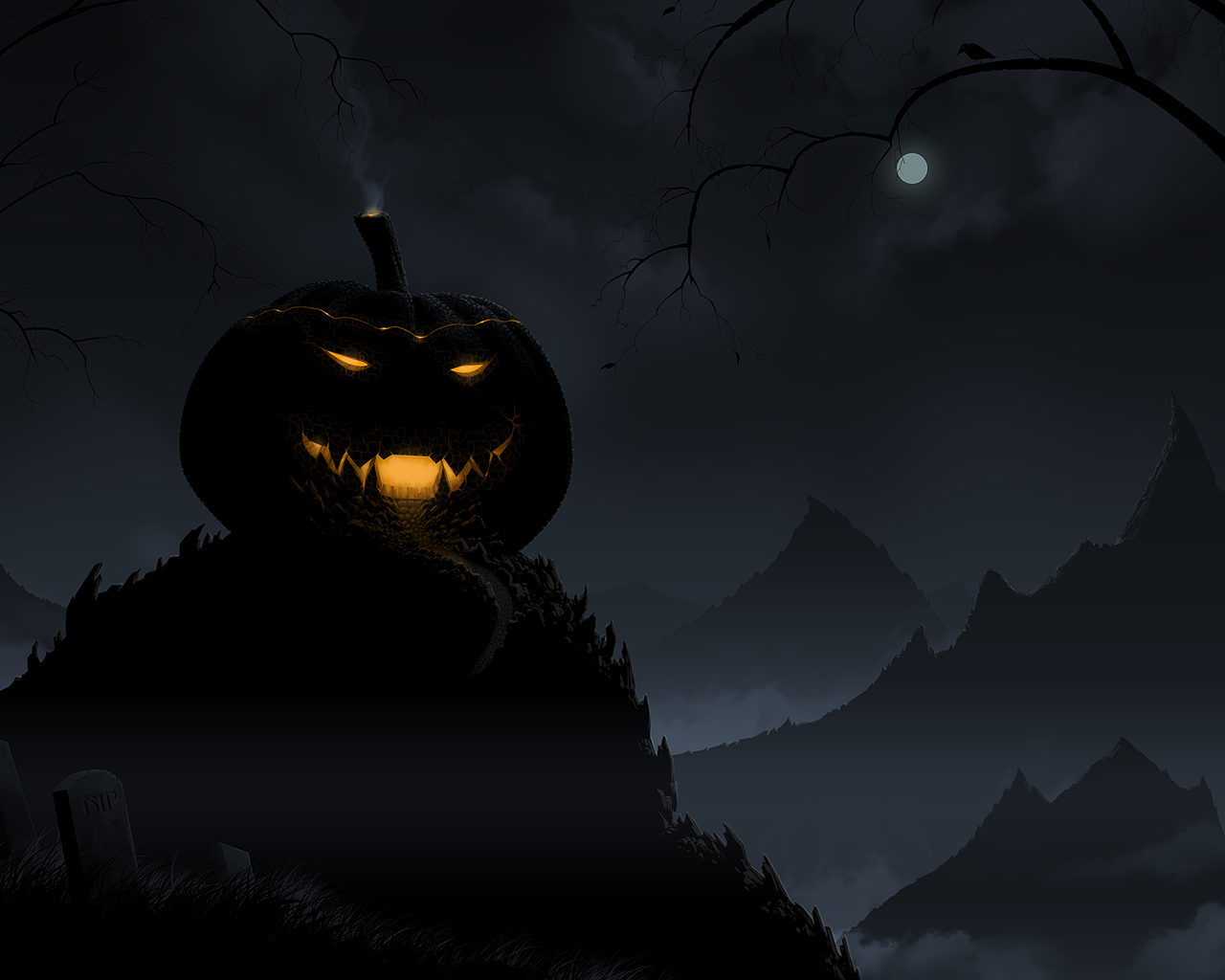 Scary Halloween 2012 HD Wallpapers Pumpkins Witches Spider Web 1280x1024
