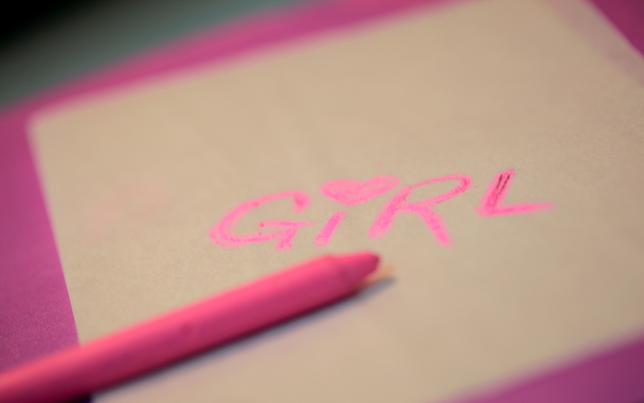 Pink Crayon Girl Wallpaper