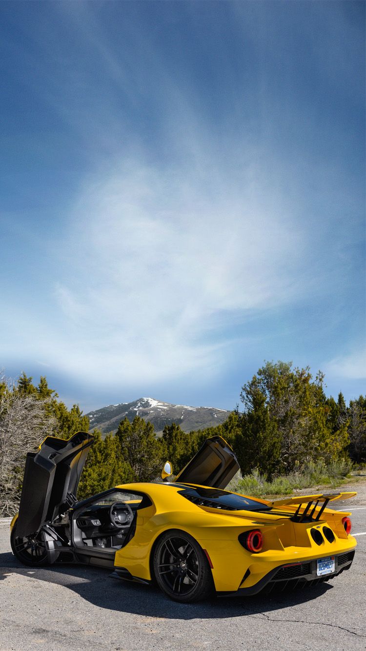 Universal Phone Wallpaper Background Yellow Ford Gt Super Car