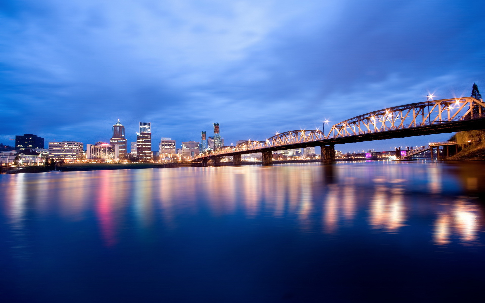 United States Oregon Portland world places rivers night lights