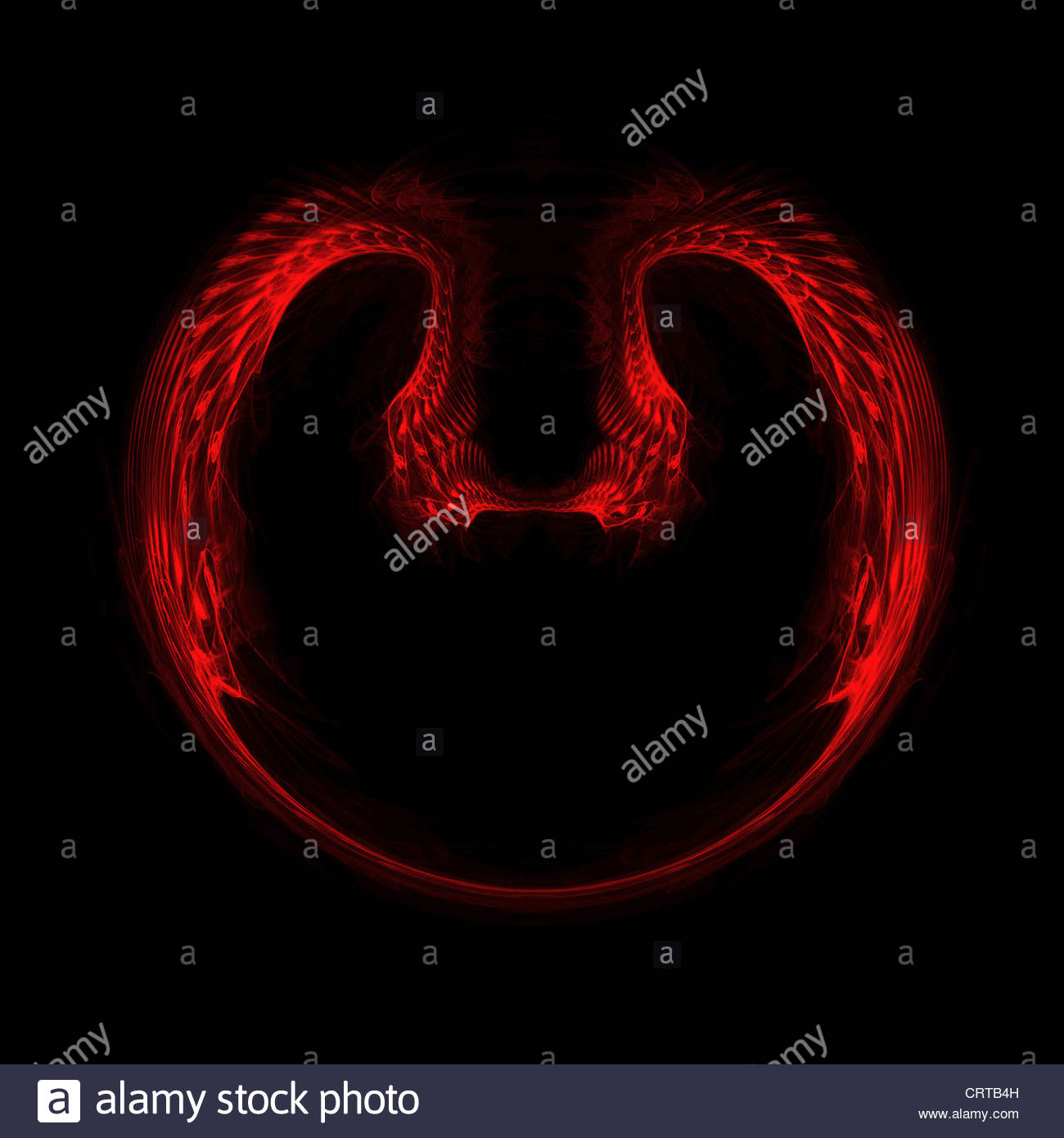 Fractal Red Wings On A Black Background Abstract Image In Gothic