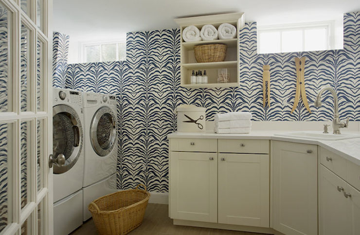 Wallpaper for Laundry Rooms   Contemporary   laundry room   Liz