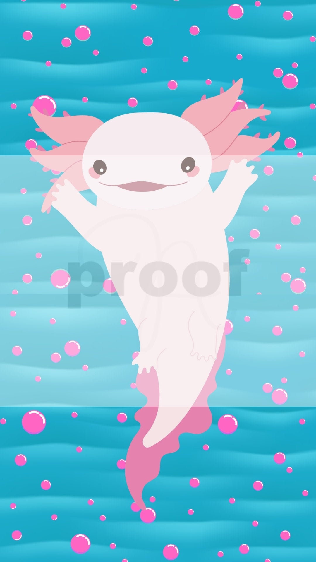 Kawaii Axolotl Fish iPhone Wallpaper Instant