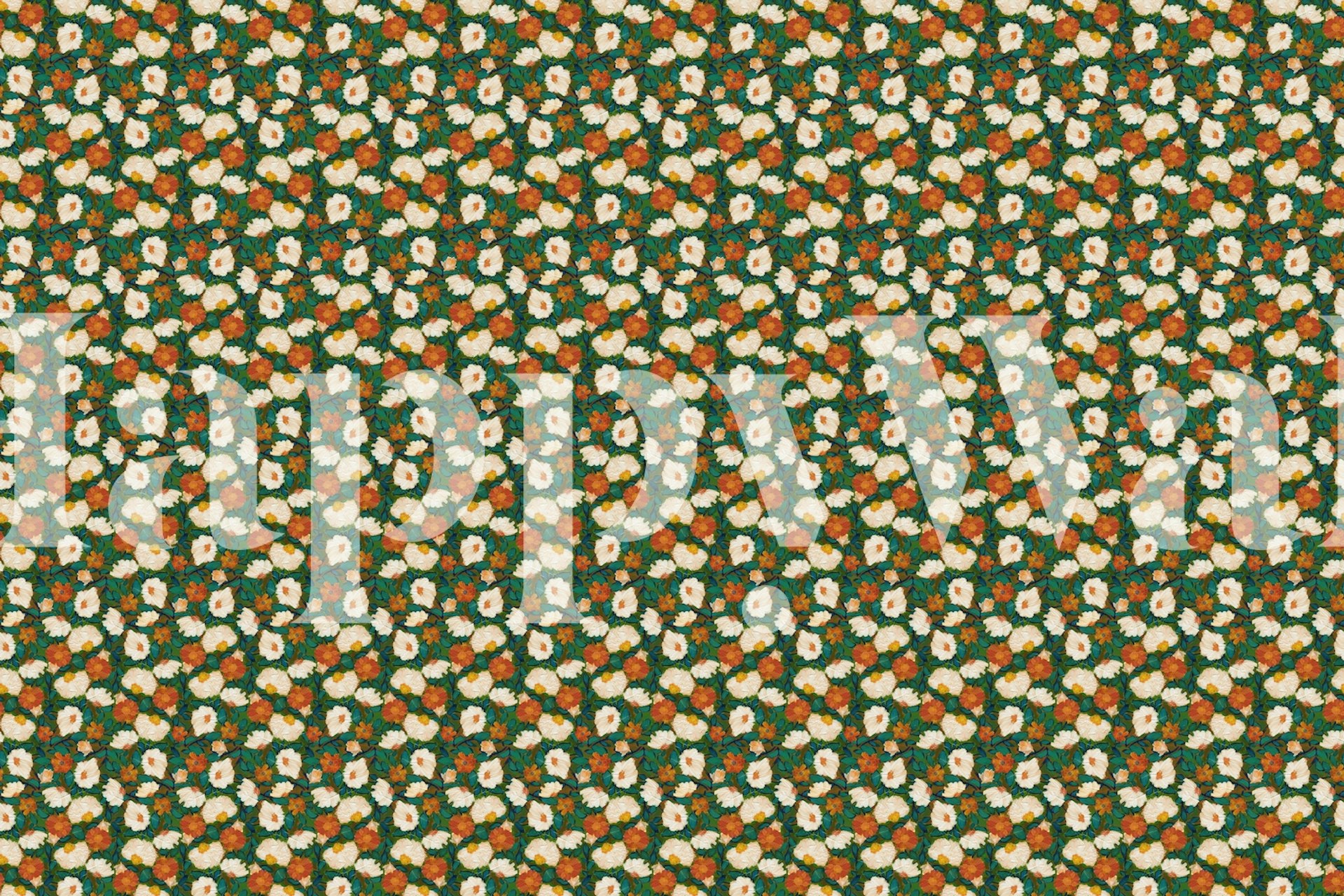 Buy Blooms Orange Teal Green S Wallpaper Online