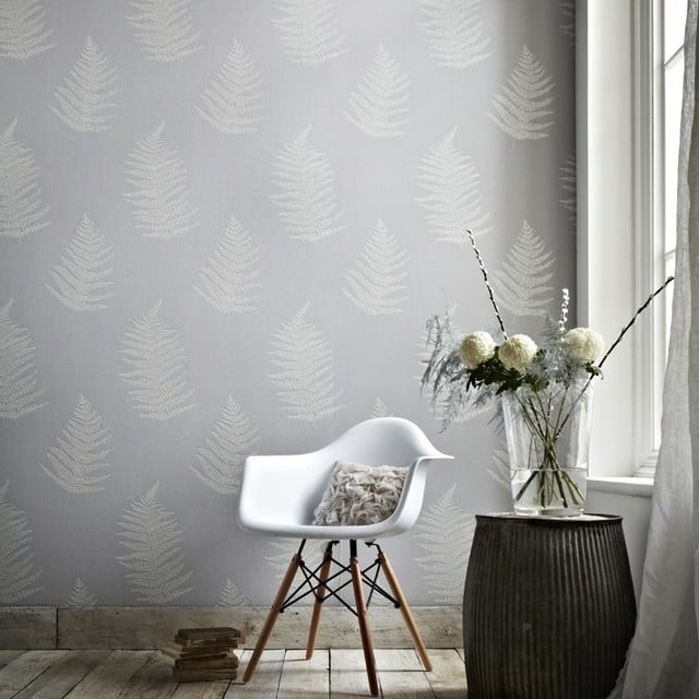 Verdant Gray Modern Wallpaper by Graham Brown
