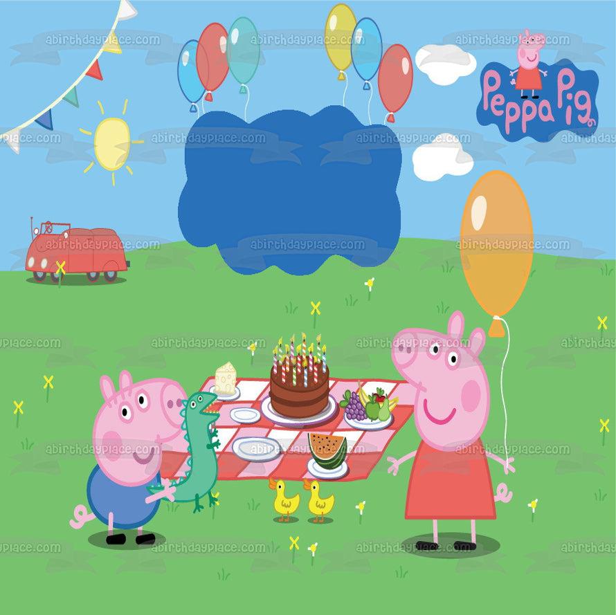 Peppa Pig George BirtHDay Party Cake And Balloons Edible