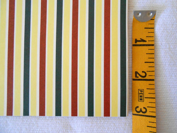 Vintage Mini Graphics Dollhouse Wallpaper Red Green Yellow Stripe