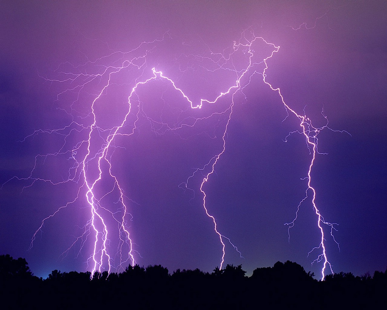 Wallpaper Storms Lightning From Purple Clouds