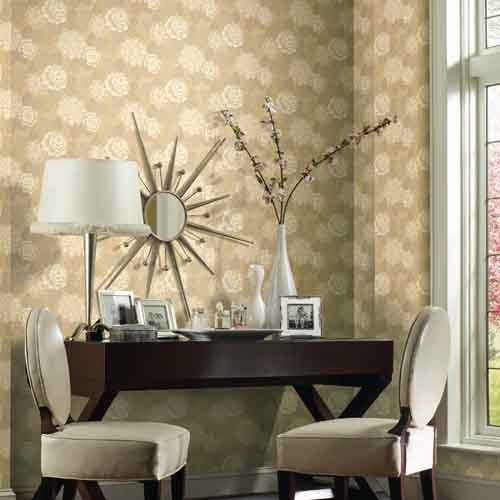 Candice Olson Dimensional Surfaces Dahlia and Leaf Toss Wallpaper