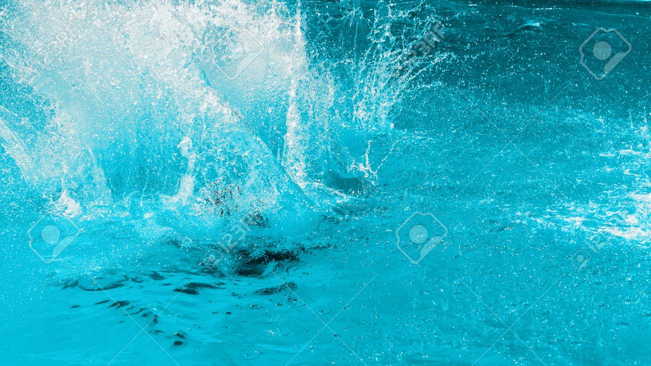 Authentic Background Blue Water Splash Selective Focus Stock
