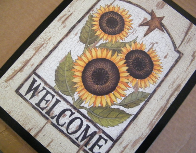 Sunflower Wele Country Retro Primitive Kitchen Decor Sign