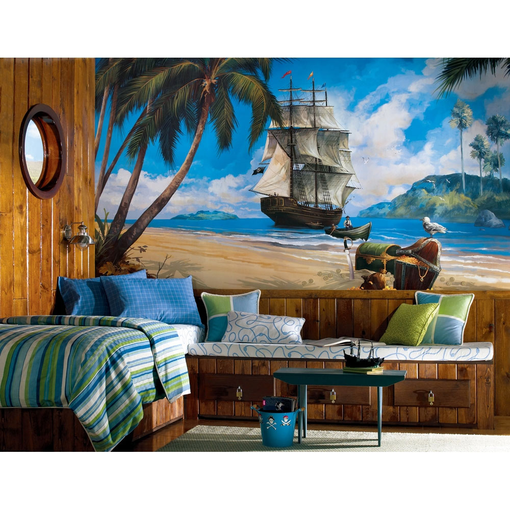 Pirates Ship Wall Mural   Beach Wallpaper Accent Decor
