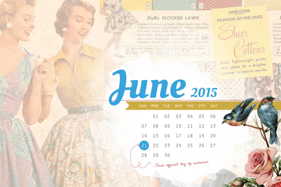 June Desktop Wallpaper Calendar Lucky Lucille