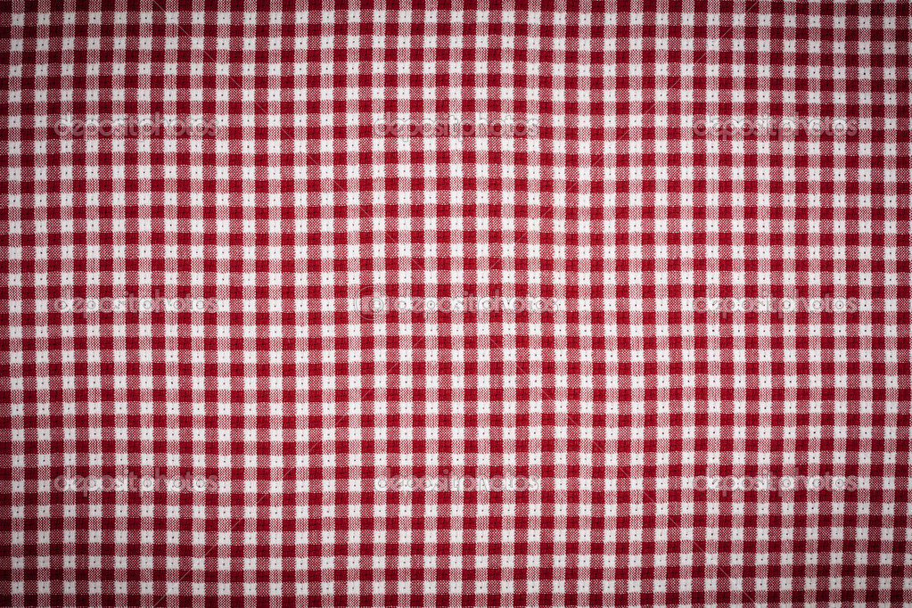 Red And White Gingham Checkered Tablecloth Background With Vigne Car