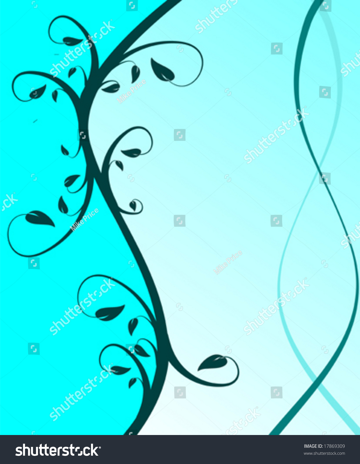 Blue Floral Vector Background Design Portrait Stock