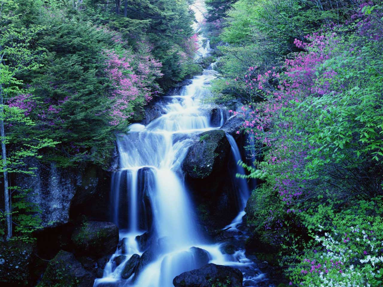 Blue Waterfalls Nature Vistas Puter Desktop Wallpaper