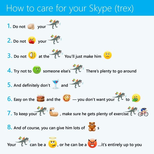  Windows 10s launch in Skype with Ninja Cat TRex emoticon Windows