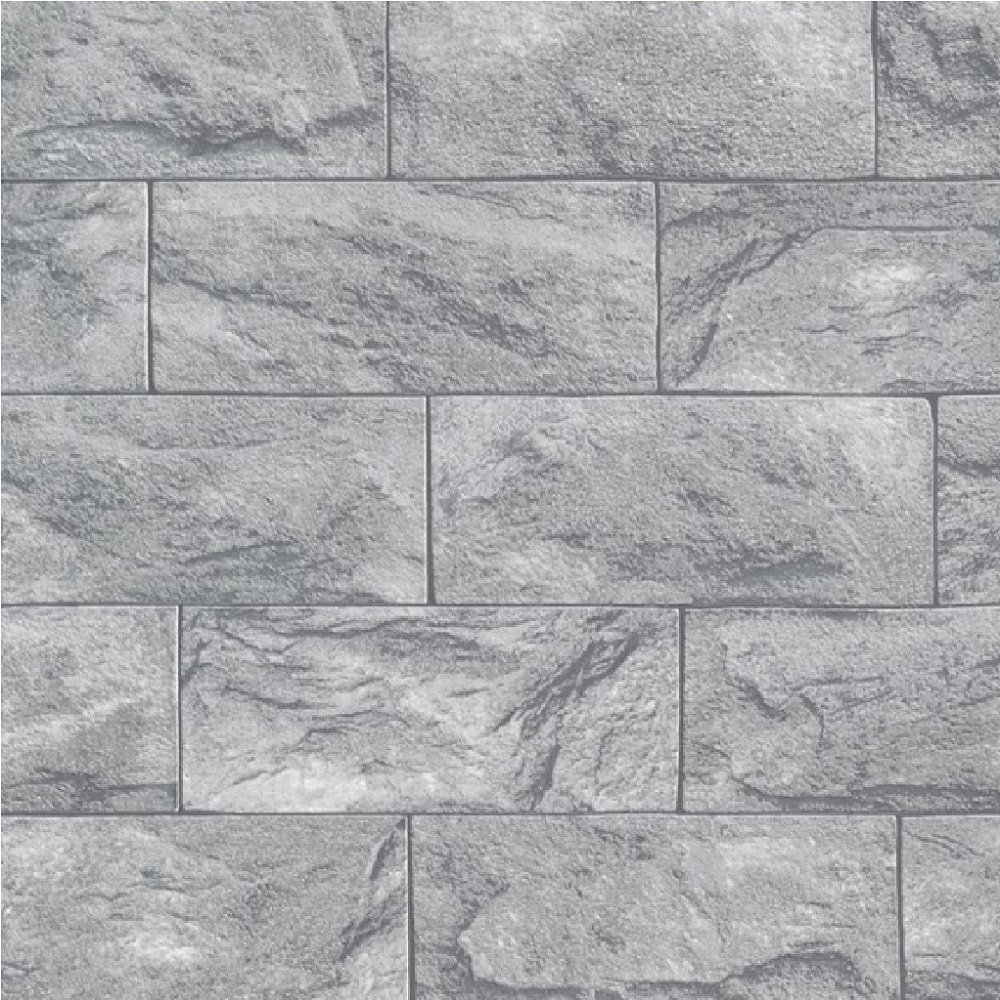 Erismann Brix Rectangular Stone Brick Textured Wallpaper Grey