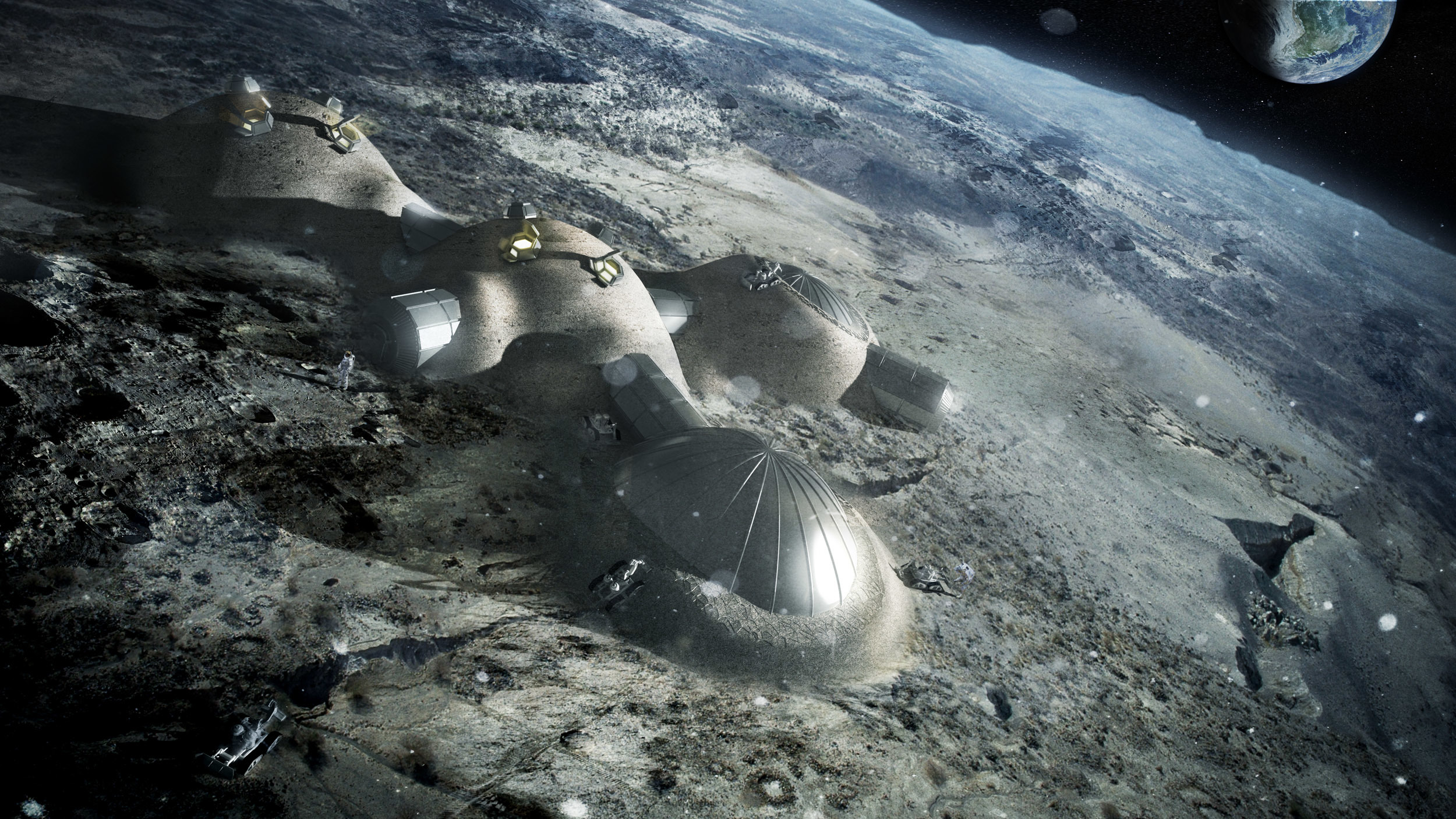 Space The Moon Base Colonization Wallpaper