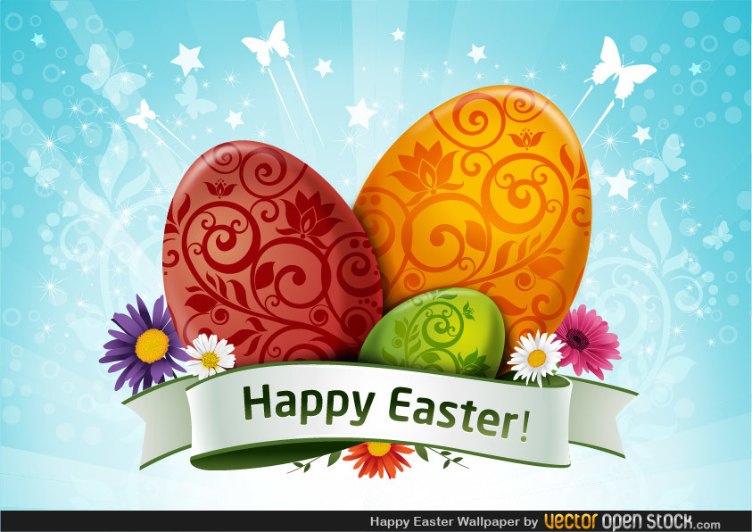 Happy Easter Wallpaper   Vector download 843x596
