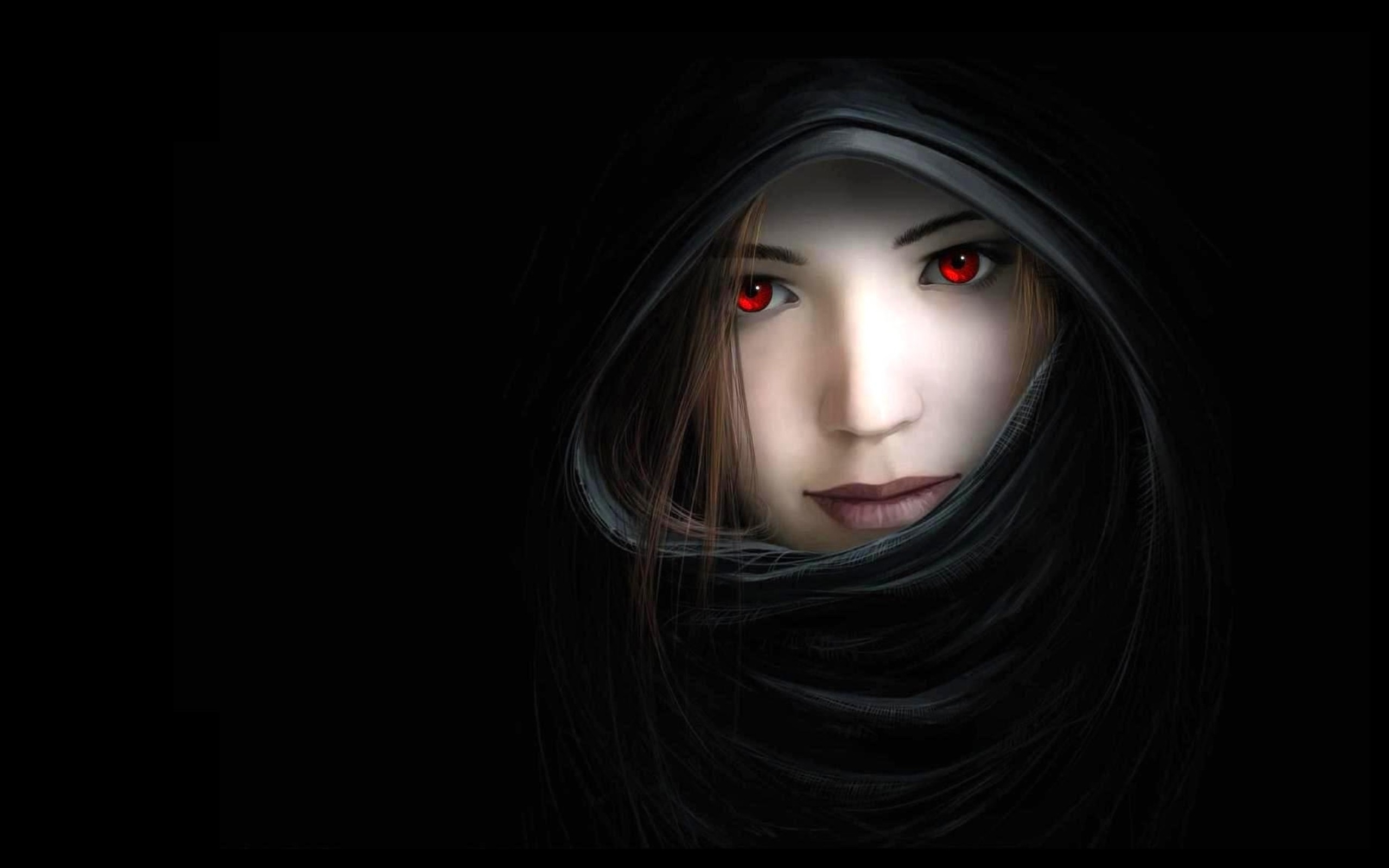 Dark Mouth Red Eyes Artwork Noses Hooded Witches Black Hd Wallpaper